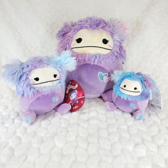 Eden Squishmallow 8 Inch 5 Inch Clip Purple Bigfoot Valentines Day Collectible - Picture 7 of 7